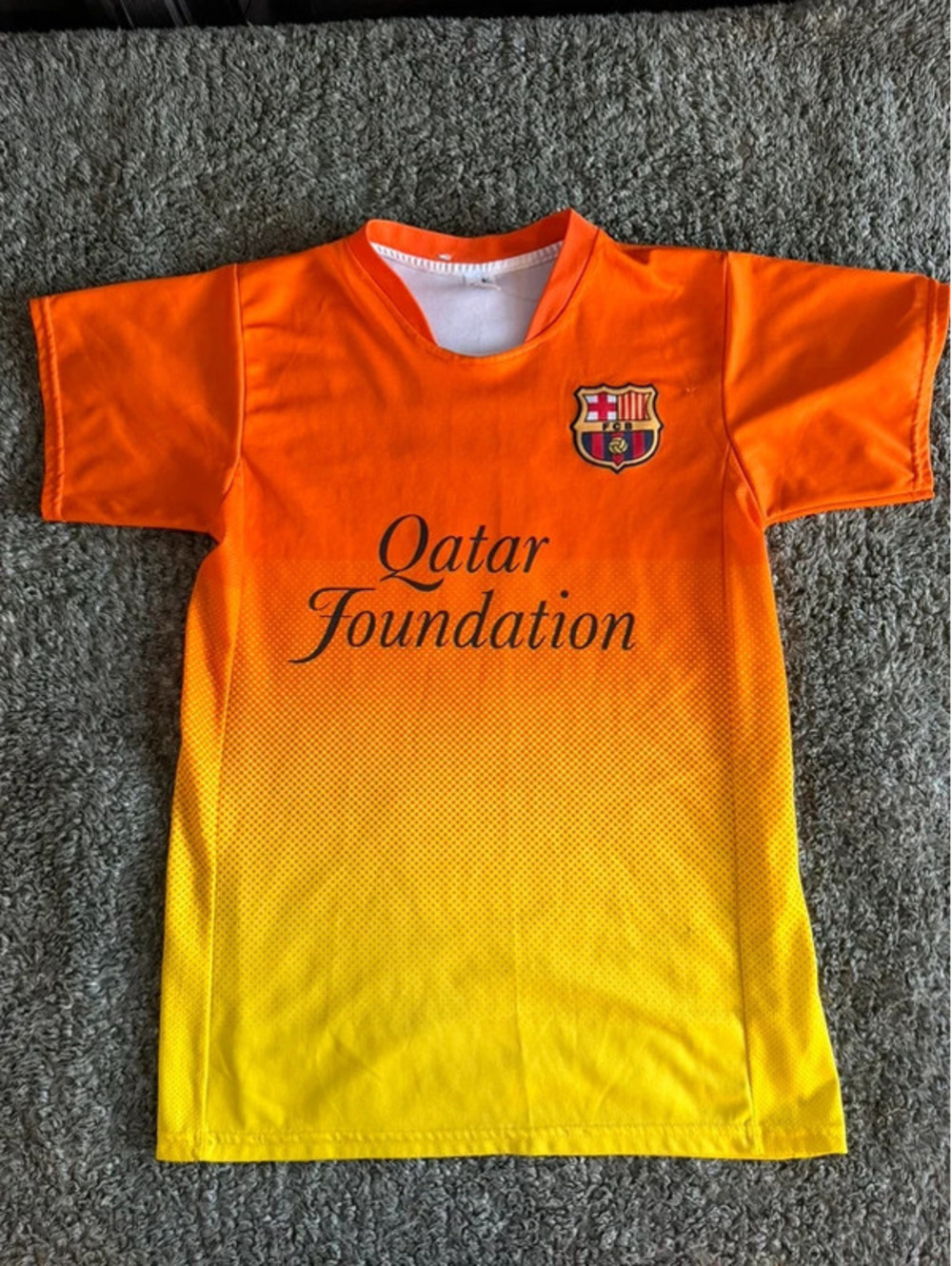 Cafu Barcelona Gradient Orange Yellow Soccer Jersey with Number 8